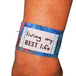 Living My Best Life Colorful Cuff Bracelet Retro Positive Good Vibes Gift